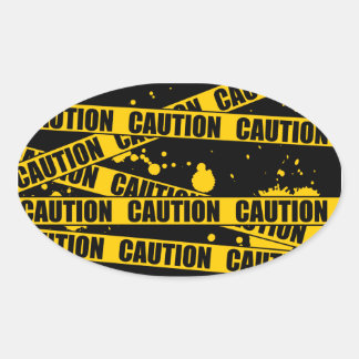 注意！ 楕円形シール