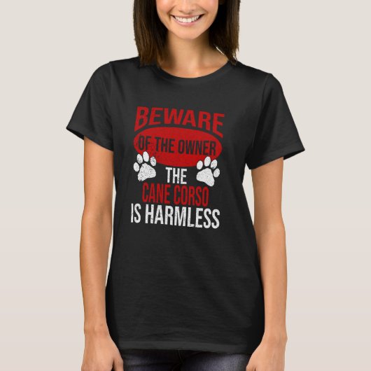 注意 – 犬のパパ犬momケーンコルソ犬のオーナー tシャツ (正面)
