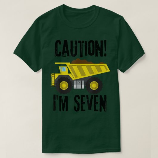 注意!私は7だ!キッズダンプトラック建築 Tシャツ (デザイン正面)