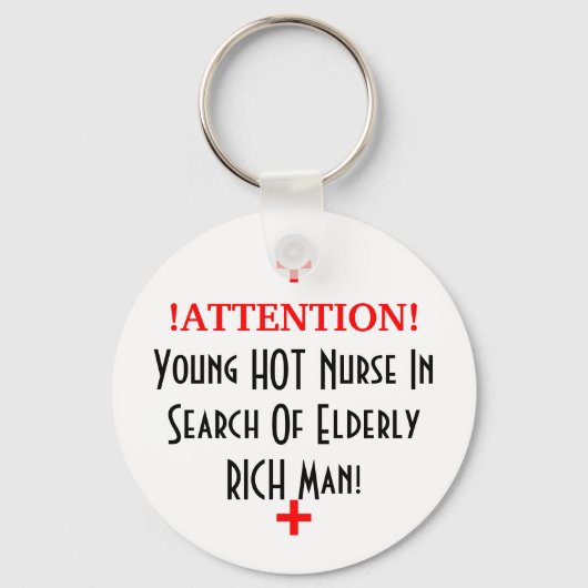 ！注意！，若いホットナース高齢者の検索… キーホルダー (正面)