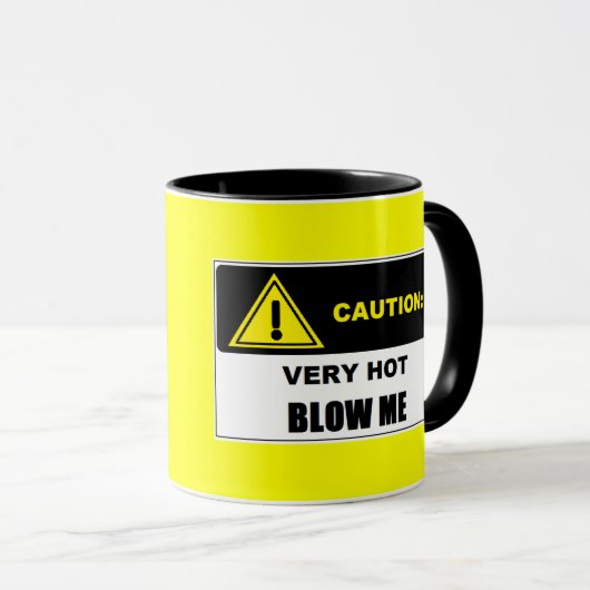 注意: 非常に熱い私をマグ吹いて下さい マグカップ (正面右)
