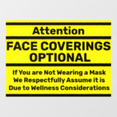 注意: 顔のマスク着用が必須 - 医学的免除対象 ウィンドウサイン (シート)