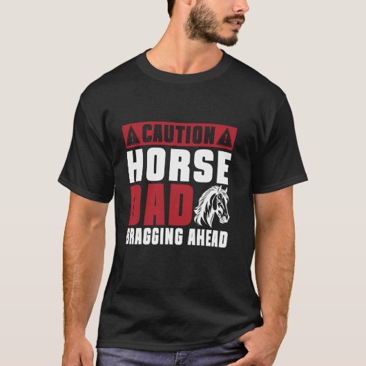 注意 馬パパ 自慢 前方 馬パパ Tシャツ (正面)
