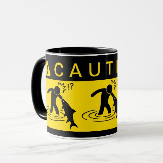 注意:魚を攻撃する マグカップ (正面左)