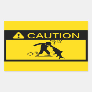 注意:魚を攻撃する 長方形シール