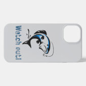 注意！魚釣りゾーン電話ケース – おもしろいロッド&フィッシュ iPhoneケース (裏面横)