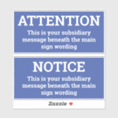 注意 – 2つの青と白の通知の標識シール シール (シート)