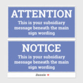注意 – 2つの青と白の通知の標識シール シール (シート)