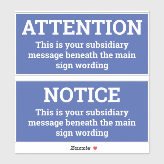 注意 – 2つの青と白の通知の標識シール シール (シート)