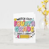 注意！4年生がやってくる！最初の登校日 カード (黄色い花)