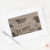 注意 – MrEによる悪魔の内部 長方形シール (封筒)