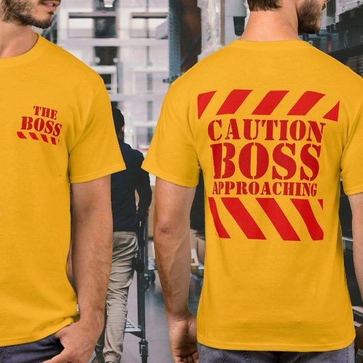 注意BOSS警告ストライプスレッド&イエローティーシャツ Tシャツ