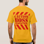 注意BOSS警告ストライプスレッド&イエローティーシャツ Tシャツ (裏面)