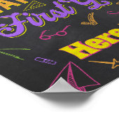 注意First Grade Here I,来 Chalkboardのサイン ポスター (角)