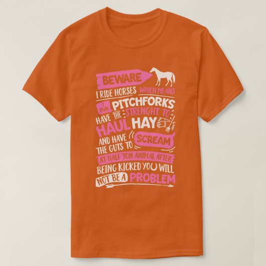 注意I乗馬T馬好きガールズライディングRa Tシャツ (デザイン正面)
