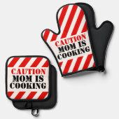 注意Momは料理グラフィック調理師 鍋つかみ&鍋敷きセット (正面/裏面)