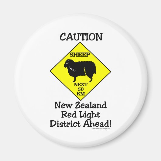 注意NZ赤ライト地区 マグネット (正面)