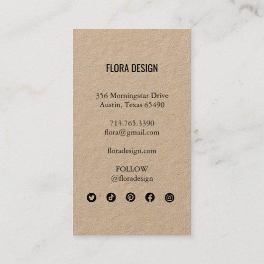 注文ありがとうカスタムスクリプトソーシャルアイコンKRAFT 名刺 (裏面)