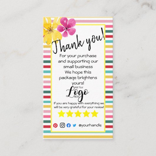 注文したロゴの挿感謝してい入カードを追加する 名刺 (正面)