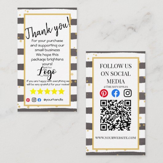 注文したロゴの挿感謝してい入カードを追加する 名刺 (正面/裏面)