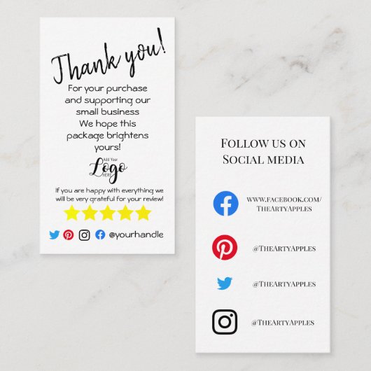 注文したロゴを追感謝してい加する挿入カードのシンプル 名刺 (正面/裏面)