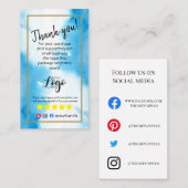 注文したロゴ感謝していを追加青い水を挿入 名刺 (正面/裏面)