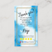 注文したロゴ感謝していを追加青い水を挿入 名刺 (正面)