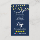 注文したロゴ感謝していを追加青い金ゴールドを挿入 名刺 (正面)