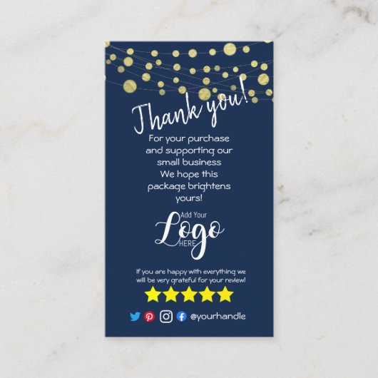 注文したロゴ感謝していを追加青い金ゴールドを挿入 名刺 (正面)