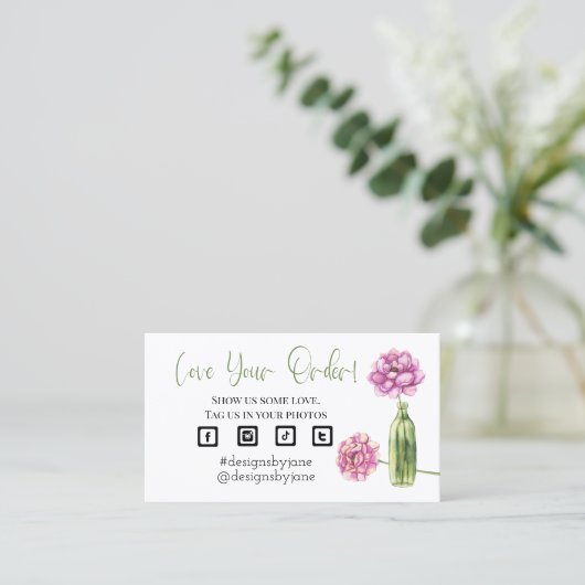 注文を愛するスモールビジネスオーダー挿入カード 名刺 (スタンド正面)