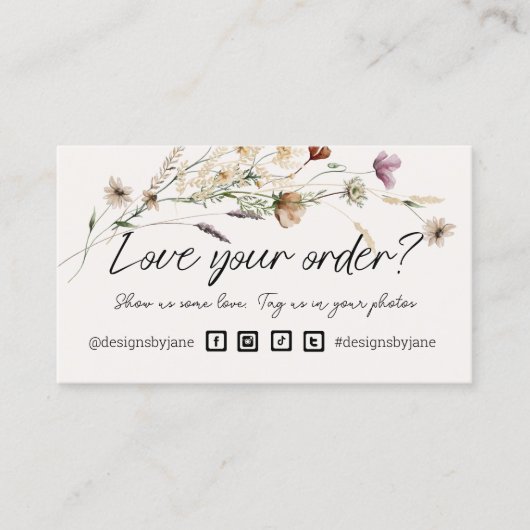 注文を愛するスモールビジネスオーダー挿入カード 名刺 (正面)