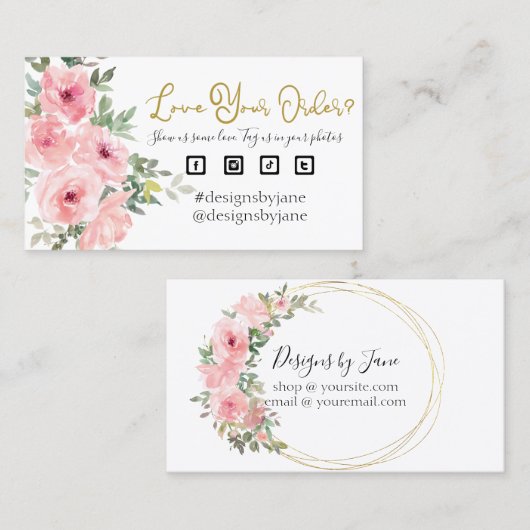 注文を愛するスモールビジネスオーダー挿入カード 名刺 (正面/裏面)