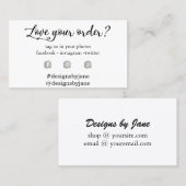 注文を愛するスモールビジネスオーダー挿入カード 名刺 (正面/裏面)