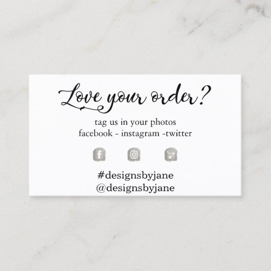 注文を愛するスモールビジネスオーダー挿入カード 名刺 (正面)