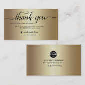 注文パッケージ用のブラックおよび金ゴールドサンキューカード 名刺 (正面/裏面)
