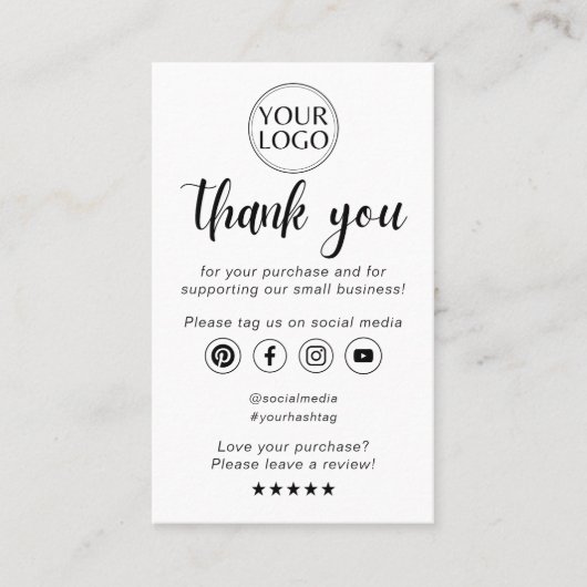 注文ミニマルモダンの挿入に感謝 名刺 (正面)