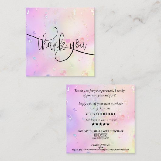 注文モダンの感謝してい際に入荷を指示 スクエア名刺 (正面/裏面)