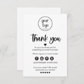 注文モダンミニマルの挿入に感謝 サンキューカード (正面/裏面)