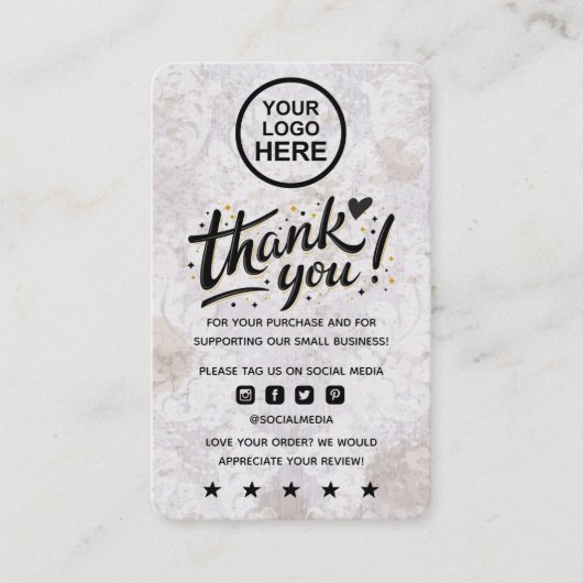 注文モダンミニマルの挿入に感謝 名刺 (正面)