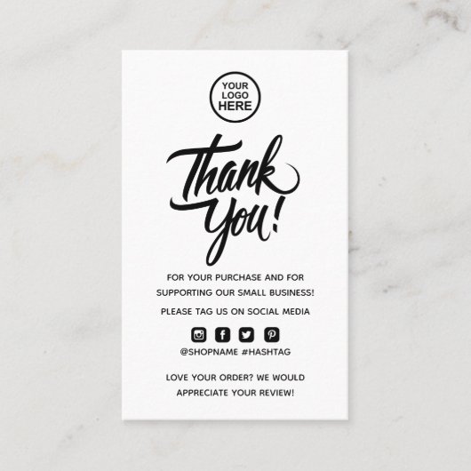 注文モダンミニマルの挿入に感謝 名刺 (正面)