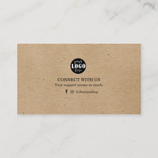 注文包装のためのクラフト紙サンキューカード 名刺 (裏面)