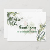 注文確認のためのエレガントな感謝メッセージ ポストカード (正面/裏面)