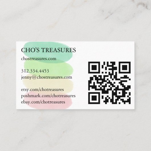 注文THANK YOUミニマルかわいらしリストパステルブロブ 名刺 (裏面)