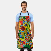 注目すべき型枠と形状オリジナル抽象芸術アート エプロン (着用した状態)