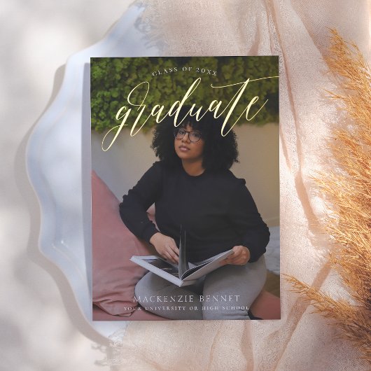 注目すべき実在金ゴールド台本2写真卒業 箔招待状