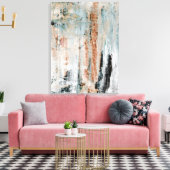 注目のティール（緑がかった色）とブラウン抽象芸術アート キャンバスプリント (インサイチュ (リビング))