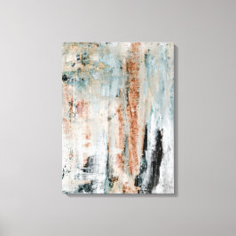 注目のティール（緑がかった色）とブラウン抽象芸術アート キャンバスプリント