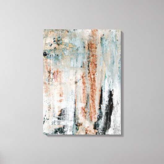 注目のティール（緑がかった色）とブラウン抽象芸術アート キャンバスプリント (正面)