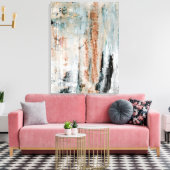 注目のティール（緑がかった色）とブラウン抽象芸術アート キャンバスプリント (インサイチュ (リビング))