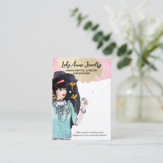 注目を集めるジュエリーイヤリングディスプレイカード 名刺 (スタンド正面)